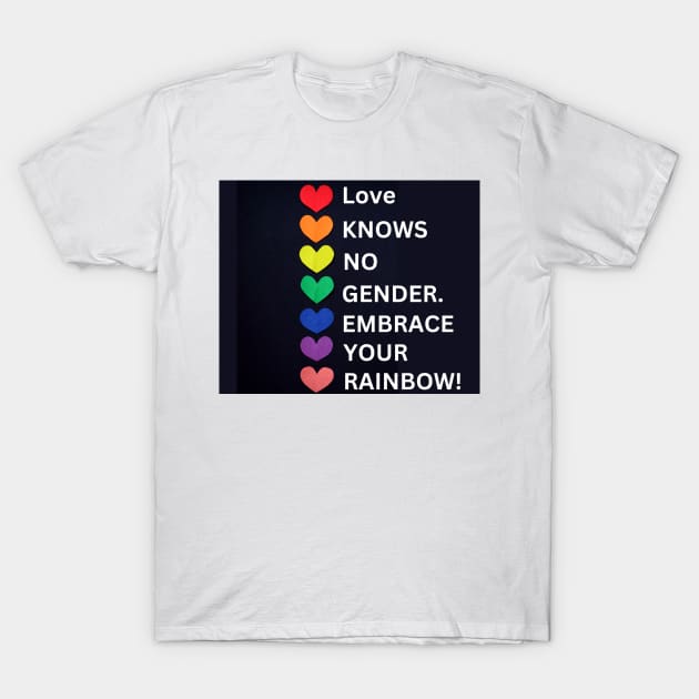 Love knows no gender. Embrace your rainbow! T-Shirt by BRIJLA